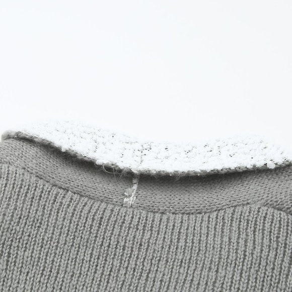 Gray Long Pocketed Open Front Knit Cardigan - Picture 8 of 8
